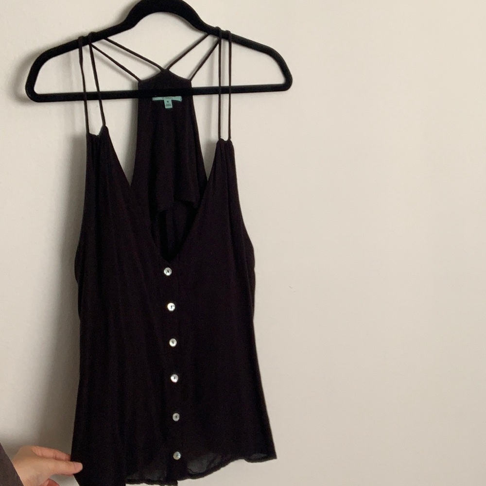 Button up racerback tanktop deep v